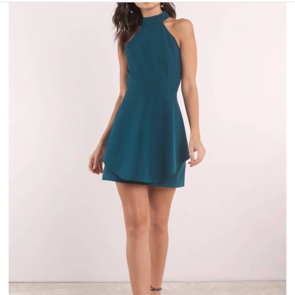 Tobi Emerald green skater dress medium EUC